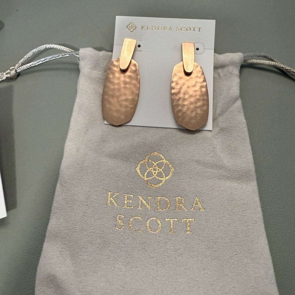 Kendra Scott Rose Gold Textured Drop Earrings
